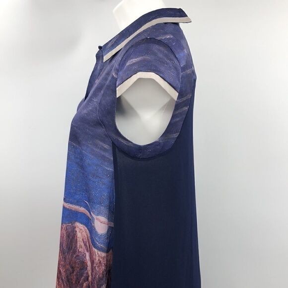 Hi lo small tunic blue orange capped sleeves - Picture 7 of 11